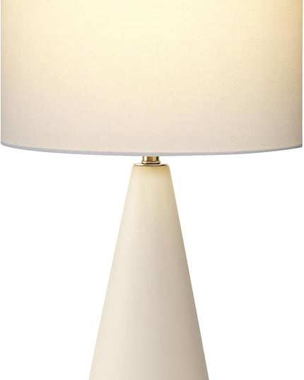 Brightech Nathaniel LED Table Lamp - Modern White Cement Tower Table Lamp for Bedside, Nightstand, Desk - Cozy Soft White Light for Living Room, Bedroom - LeafyLoom