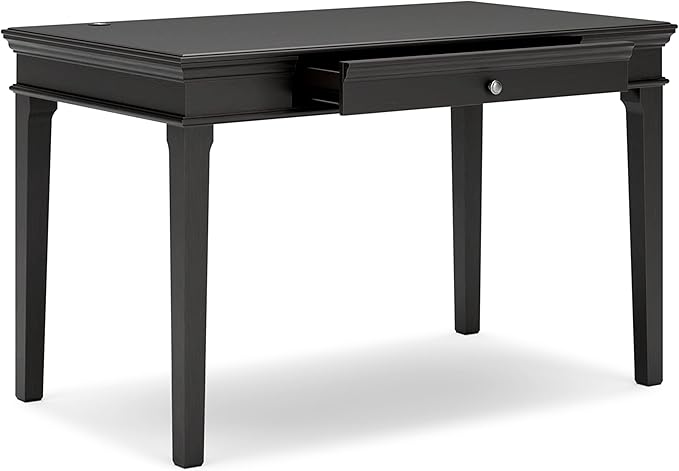 Signature Design by Ashley Beckincreek Classic Home Office Small Leg Desk with 1 Drawer and USB Ports, Black - LeafyLoom