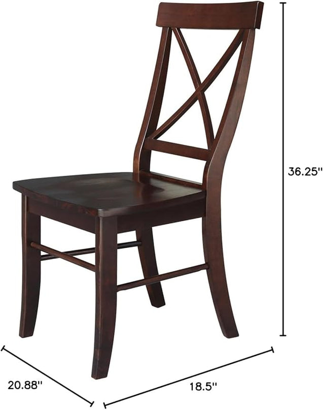 International Concepts X- Back Chair, with Solid Wood Seat, Java - LeafyLoom