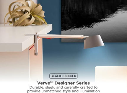 BLACK+DECKER Verve Designer LED Clamp Light, Fits Shelves, Cubicles & Headboards, True White LED + 16M RGB Colors - LeafyLoom