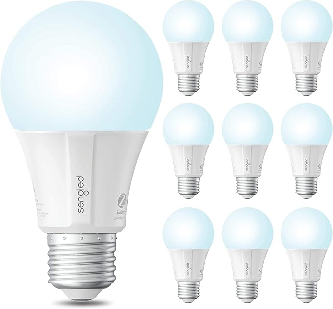 Sengled Zigbee Smart Light Bulbs, Smart Hub Required, Works with SmartThings and Echo with built-in Hub, Voice Control with Alexa and Google Home, Daylight 60W Equivalent A19 Alexa Light Bulb, 10 Pack Sengled