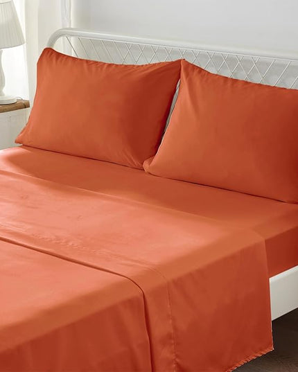 Anluoer Full Comforter Set 7 Pieces, Burnt Orange Tufted Bed in a Bag with comforters and sheets, All Season Bedding Sets with 1 Comforter, 2 PillowShams, 2 Pillowcases, 1 Flat Sheet, 1 Fitted Sheet - LeafyLoom
