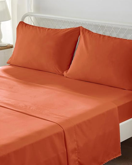 Anluoer Twin Comforter Set 5 Pieces, Burnt Orange Tufted Bed in a Bag with comforters and sheets, All Season Bedding Sets with 1 Comforter, 1 PillowShams, 1 Pillowcases, 1 Flat Sheet, 1 Fitted Sheet - LeafyLoom