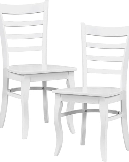 Lexicon Wood Dining Chairs, Solid Rubber Wood Armless Kitchen & Dining Room Chairs, Easy to Assemble Wooden Dining Chairs, Modern Dining Chair, White Dining Chairs Set of 2 - LeafyLoom