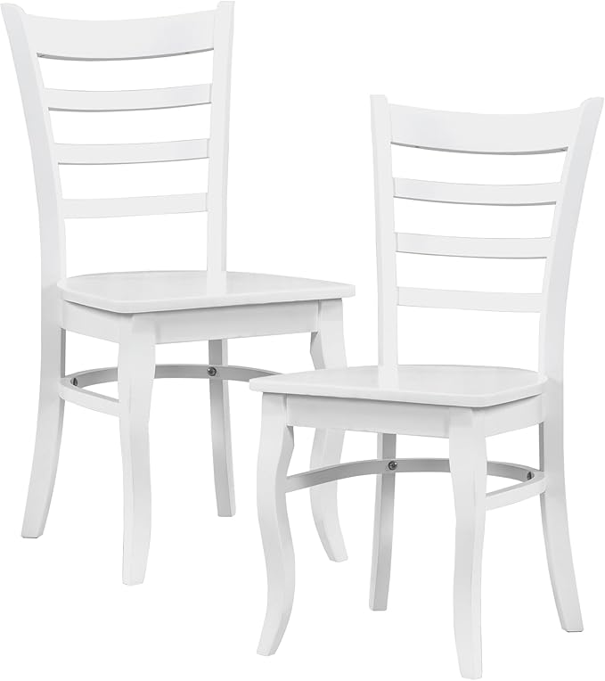 Lexicon Wood Dining Chairs, Solid Rubber Wood Armless Kitchen & Dining Room Chairs, Easy to Assemble Wooden Dining Chairs, Modern Dining Chair, White Dining Chairs Set of 2 - LeafyLoom