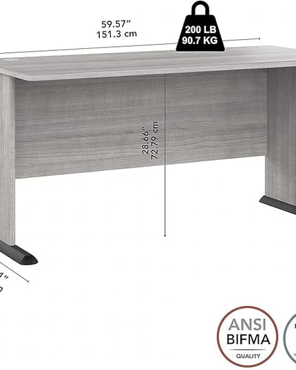 Bush Business Furniture Studio A 60-inch W Computer Desk, Platinum Gray (SDD160PG) - LeafyLoom