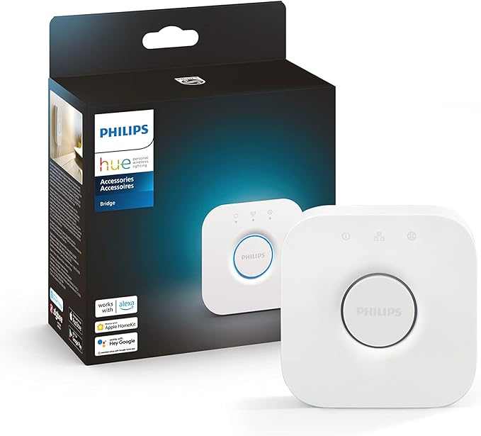 Philips Hue Bridge - Unlock the Full Potential of Hue - Multi-Room and Out-of-Home Control - Create Automations and Zones - Secure, Stable Connection Won't Strain Your Wi-Fi - Works with Voice, Matter PhilipsHue