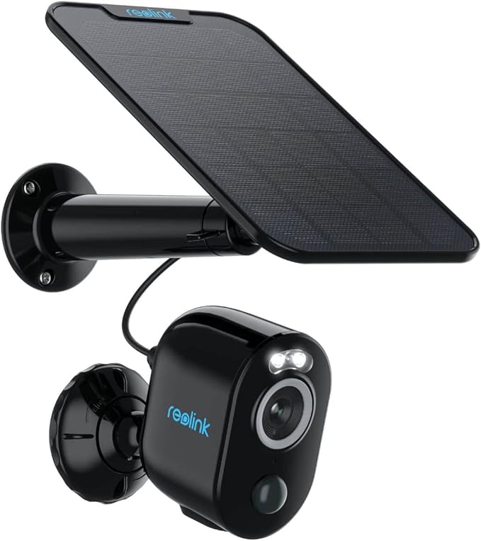 REOLINK 5MP Solar Security Cameras Outdoor Wireless, Spotlight Color Night Vision, 2.4G/5Ghz WiFi Home Surveillance, Solar/Battery Powered, Human/Car Detection, Local Recording, Argus 3 Pro Kit Black REOLINK