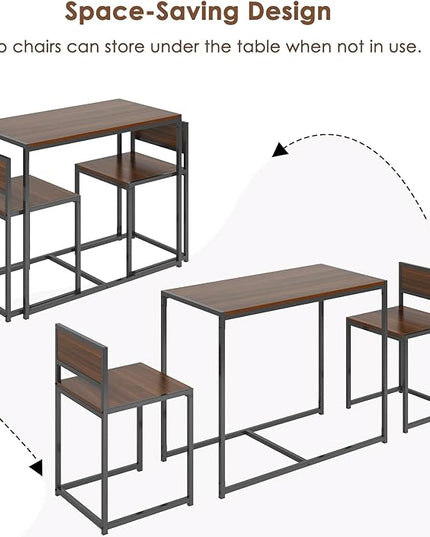SogesHome Compact Dining Table Set with 2 Chairs, Small 3 Piece Lunch Table Set, Breakfast Table Chair Set for Kitchen, Living-Room - LeafyLoom