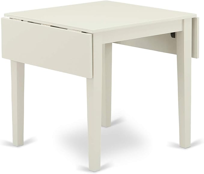 East West Furniture 1NDAB3-LWH-64 3 Piece Kitchen Set Contains a Rectangle Room Table with Dropleaf and 2 White Faux Leather Parsons Dining Chairs, 30x48 Inch - LeafyLoom