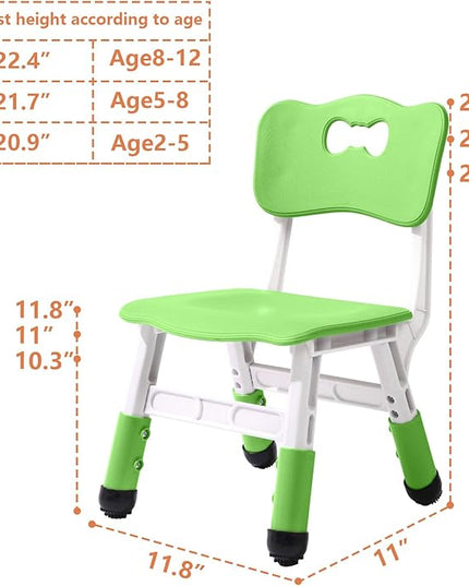 Adjustable Kid Chairs Indoor 3 Level Adjustable Suitable for Children Age 2-6. Maximum Load-Bearing 220LBS Suitable for Family Classroom and Nursery Child Seat Set (2-Pack-Green) - LeafyLoom