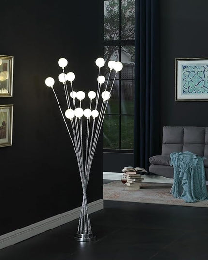 NicBex Floor Lamp,Modern Home Decor Floor Lamp with 16 Frosted White Orb Round Buns Shade,Standing Lamp Tall Lamp,Floor Lamps for Living Room,Bedroom and Office,Reading Light,Easy Assembly,Silver - LeafyLoom