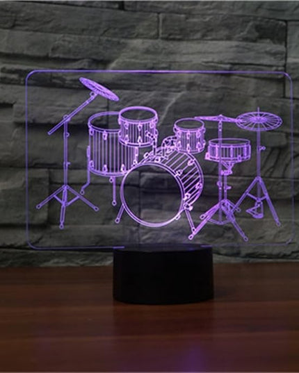 Creative 3D Drum Kit Night Light USB Powered Touch Switch Remote Control LED Decor 3D Lamp 7/16 Colors Changing Children Kids Gift Christmas Xmas Brithday Gift - LeafyLoom
