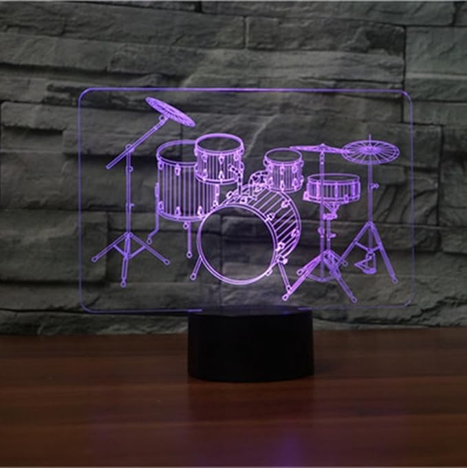 Creative 3D Drum Kit Night Light USB Powered Touch Switch Remote Control LED Decor 3D Lamp 7/16 Colors Changing Children Kids Gift Christmas Xmas Brithday Gift - LeafyLoom