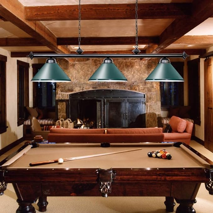 Wellmet Pool Table Light, 59” Hanging Billiard Lights, Adjustable Kitchen Island Lighting Fixture for Billiard Bar Table, Green - LeafyLoom