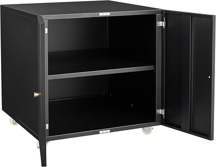 23.62" Metal Office Copier 2 Door and 360 ° Universal Wheel,Mobile Lateral Filing Cabinets w/Aluminum Alloy Handle,Rolling Printer Stand for Legal/Letter/A4,Black - LeafyLoom
