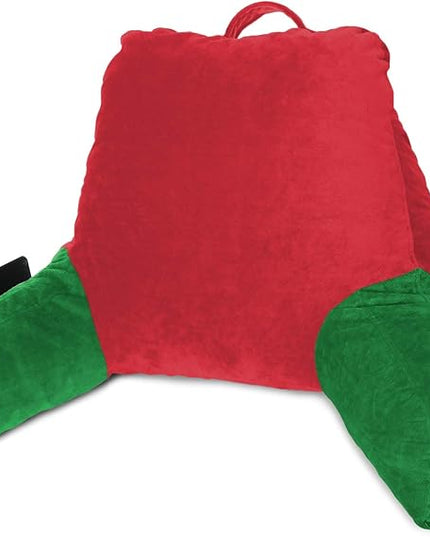 Clara Clark Reading Pillow, Standard Back Pillow for Sitting Up in Bed, Memory Foam Back Support Pillow, Reading Pillows for Sitting in Bed, Holiday Color Sit Up Pillow for Bed Arm Pillow with Pockets - LeafyLoom