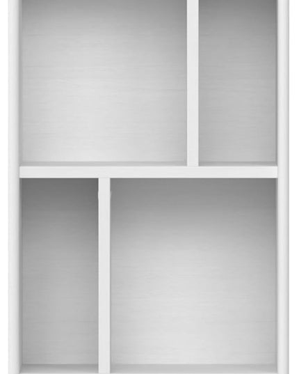 SIMPLIHOME Draper SOLID HARDWOOD 64 inch x 22 inch Mid Century Modern Bookcase and Storage Unit in White for The Living Room, Study Room and Office - LeafyLoom