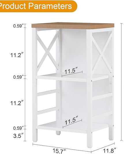 Bookcase, Industrial Small Bookshelf,3-Tier Bookcase Storage Organizer, Small Book Shelf for Small Spaces, Living Room, Bedroom and Home Office, White&Brown - LeafyLoom