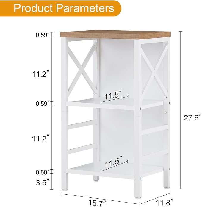 Bookcase, Industrial Small Bookshelf,3-Tier Bookcase Storage Organizer, Small Book Shelf for Small Spaces, Living Room, Bedroom and Home Office, White&Brown - LeafyLoom