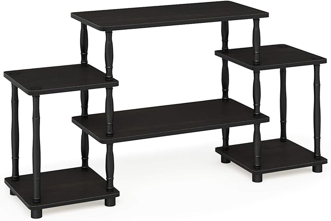 Furinno Turn-N-Tube No Tools Entertainment Center, Classic Square Corner, Espresso/Black - LeafyLoom