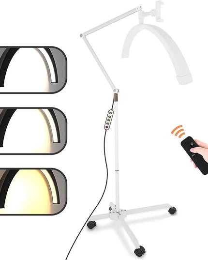 Lash Light Eyelash LED Floor Light, Tattoo Light, Pmu Lamp, Facialist Moon Lamp, Lighting for Beauty Filming and Content Creation Half Moon Light (White) - LeafyLoom