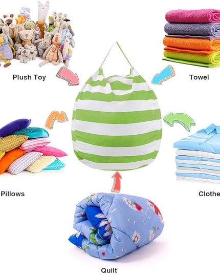 27Inch Stuffed Animal Storage Bean Bag Chair Cover for Kids room, Gifts for 3 4 5 6 7 8 9 Boys Girls Stuffed Animals Toy Storage Bags, New Year Gift-Green - LeafyLoom