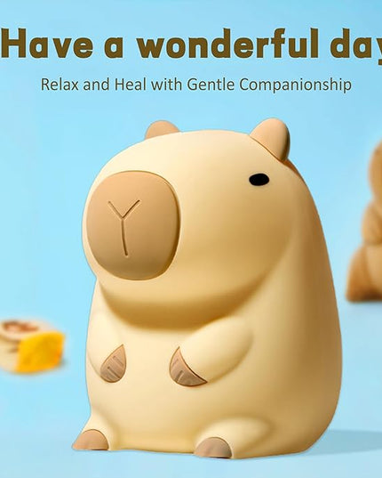 Capybara Night Light, Soft Silicone Capybara Lamp for Kids, Cute Capybara Gifts, Portable and Rechargeable Touch Control Kawaii Animal Lamp, Birthday Gifts for Boys Girls - LeafyLoom