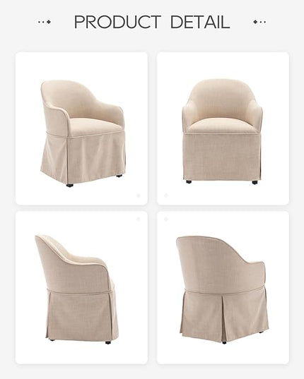 COLAMY Modern Accent Dining Chair, Barrel Accent Armchair, 20 Inch Dining Chair with Cover, Dining Chair with Back for Kitchen,Dining Room,Beige - LeafyLoom