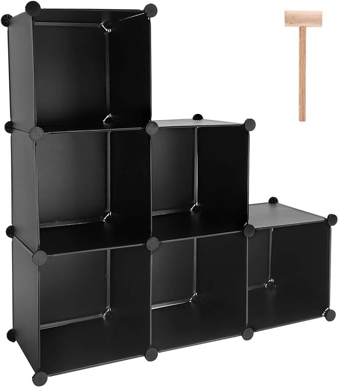 TUMUCUTE Cube Storage Organizer, 6-Cube DIY Plastic Closet Cabinet Modular Bookcase, Storage Shelves for Bedroom Living Room, Office, Black - LeafyLoom