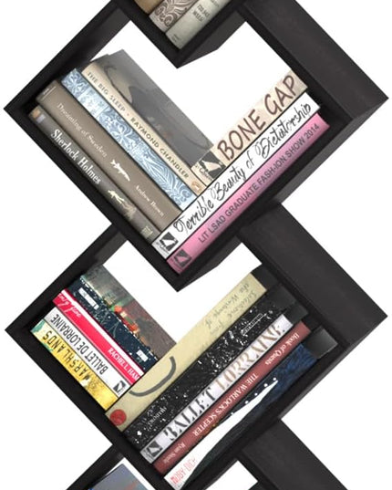 Yoobure Black Bookshelf - Small Book Shelf, 4-Tier Tall Bookcases Book Organizer, Industrial Bookshelves Floor Standing for CDs/Books in Small Spaces, Bedroom, Living Room, Home Office - LeafyLoom