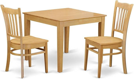 East West Furniture OXGR3-OAK-W Oxford 3 Piece Set Contains a Square Dinner Table and 2 Kitchen Dining Chairs, 36x36 Inch - LeafyLoom