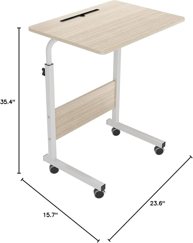 SogesGame End Table Height Adjustable Laptop Table, Portable Desk Cart Tray Mobile Side Table Sofa Table, Snack Table Industrial C Table for Coffee Snack Sofa,Maple,05#3-60MP-S8-US - LeafyLoom