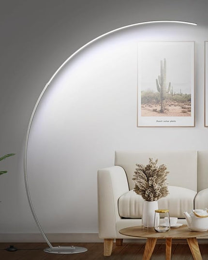 Dimmable LED Floor Lamp with 3 Color Temperatures, Ultra Bright 2000LM Brushed Nickel Arc Floor Lamps for Living Room, Modern Tall Lamp with Remote Control Reading Floor Lamp for Bedroom Office - LeafyLoom