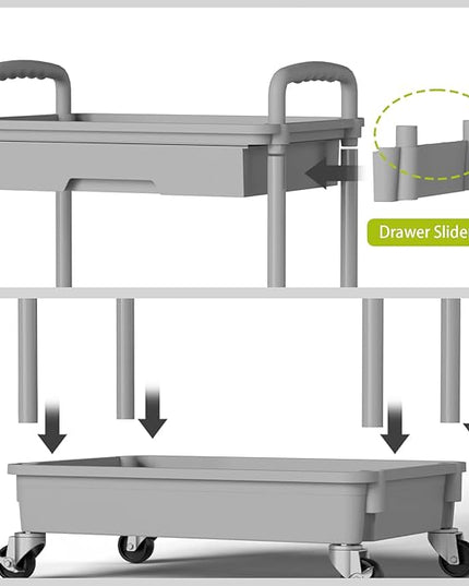 4 Tier Small Rolling Cart Organizer,Art Craft Diaper Bedside Snack Cart Laundry Room Bathroom Organizer Narrow Thin Slim Rolling Trolley Utility Cart with Wheels for Kitchen,Office(Grey) - LeafyLoom