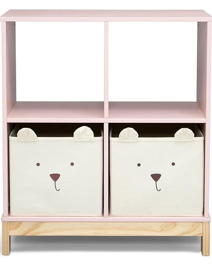 Delta Children babyGap Graham 4-in-1 Convertible Crib with Storage Drawer + Brannan Bear Bookcase with Bins + Brannan Bear Wall Shelf with 4 Hooks, Blush Pink/Dark Pink (Bundle) - LeafyLoom