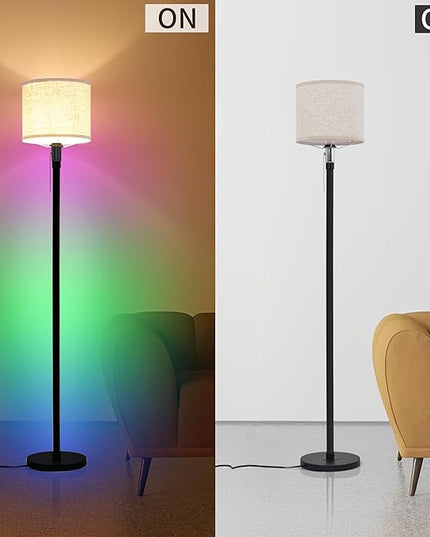 RGB Floor Lamps for Living Room, Dimmable Floor Lamp with Linen Lampshade, 366 RGB+12 Color, Color Changing Standing Floor Lamp for Bedroom Living Room Gaming Rooms(Not Includ Bulb) - LeafyLoom