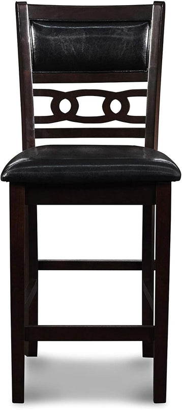 New Classic Furniture Gia Counter Dining Chair (Set of Four), Black PU Upholstered Seat & Back Rest, Ebony - LeafyLoom