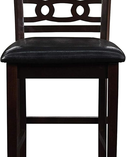 New Classic Furniture Gia Counter Dining Chair (Set of Six), Black PU Upholstered Seat & Back Rest, Ebony - LeafyLoom