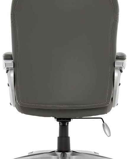 Serta Executive Office Padded Arms, Adjustable Ergonomic Gaming Desk Chair with Lumbar Support, Faux Leather and Mesh, Light Gray - LeafyLoom