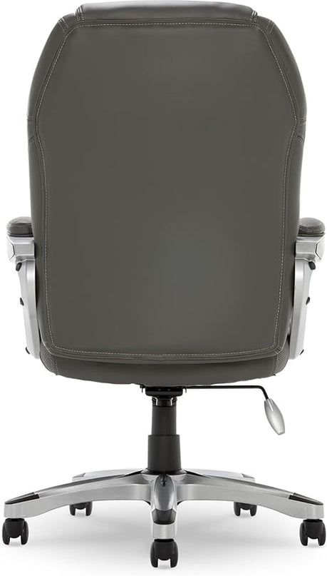 Serta Executive Office Padded Arms, Adjustable Ergonomic Gaming Desk Chair with Lumbar Support, Faux Leather and Mesh, Light Gray - LeafyLoom