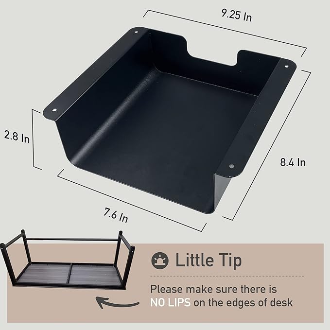 Under Desk Storage Shelf Under Desk Drawer Storage for Sit Stand Desk, Table, Gaming Desk, Workstations Under Desk Organizer Adds Tray for Home and Office(Black) - LeafyLoom