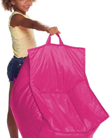 Posh Creations Bean Bag Chair Structured Comfy Seat Use for Gaming, Reading and Watching TV, Newport, Pink - LeafyLoom