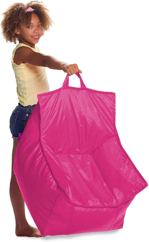 Posh Creations Bean Bag Chair Structured Comfy Seat Use for Gaming, Reading and Watching TV, Newport, Pink - LeafyLoom
