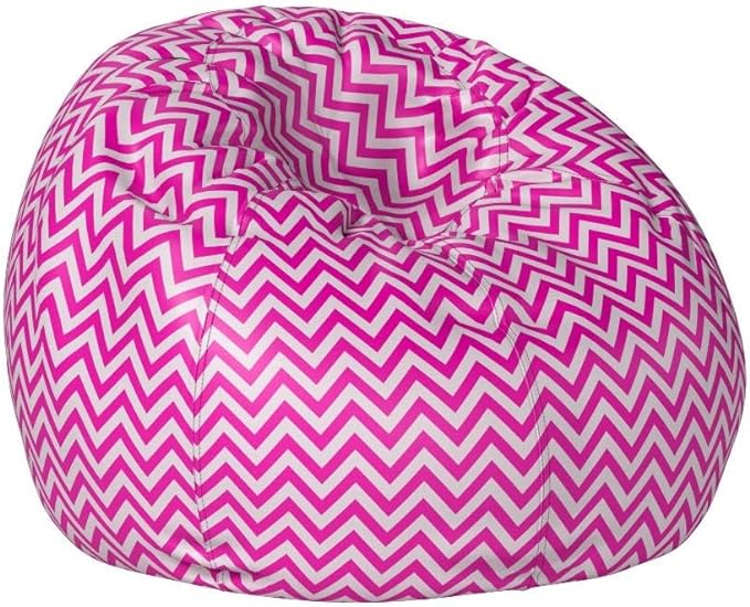 Posh Creations Bean Bag Chair for Kids, Teens, and Adults Includes Removable and Machine Washable Cover, Pattern Chevron Purple and White, 38in - Large - LeafyLoom
