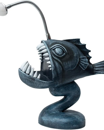 Angler fish Lamp, Lantern Fish Light, 10.5" x 10" x 5" Gothic Desk Lamp, Steampunk Style Table Lamp, LED Night Light, Book Lights, Industrial Creative Decor for Home Office Dorm - LeafyLoom