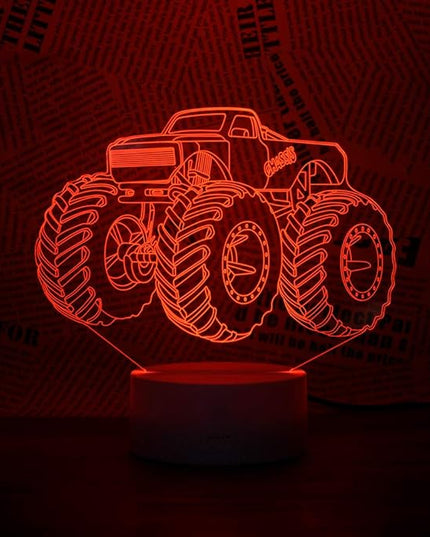 3D Lamp for Child Monster Truck Series Nightlamp Bedside Lamps 7 Colors Illusion for Child Night Light Lamps for Child Room Lamp As Gift Ideas for Boys or Kids - LeafyLoom