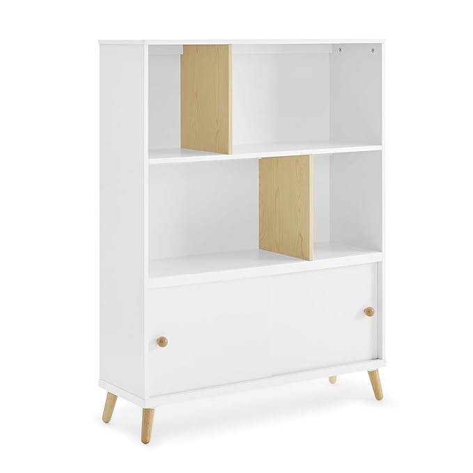 Delta Children Essex Bookcase - Greenguard Gold Certified, Bianca White/Natural - LeafyLoom