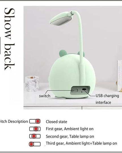 LED Desk Lamp，Mini Dog Night Light,Portable LED Table Light, Cute Foldable USB Rechargeable Reading Light Bedroom Children's Bedside Study (Green) - LeafyLoom