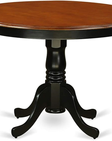 East West Furniture HLKE5-BCH-LC 5 Piece Kitchen Table & Chairs Set Includes a Round Dining Room Table with Pedestal and 4 Faux Leather Upholstered Dining Chairs, 42x42 Inch, Black & Cherry - LeafyLoom